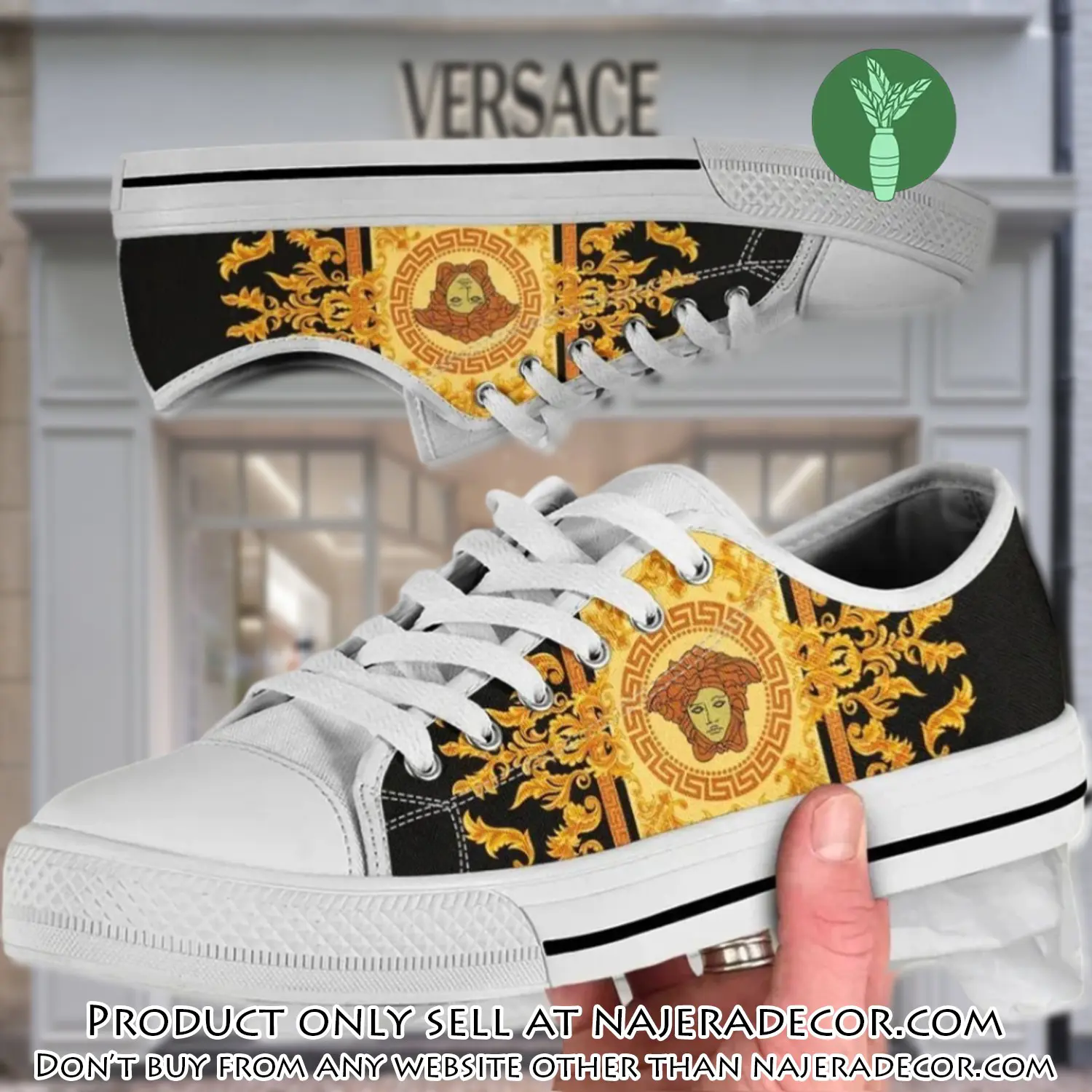 Versace medusa black gold low top canvas shoes luxury brand gifts for men women njr2650278